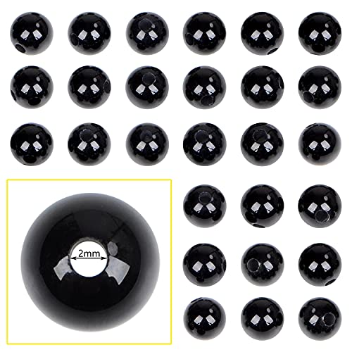 Bymitel 8mm Beads Big Hole 2.0mm Sized Original Natural Stone Beads Gemstone Round Loose Beads 45pcs Energy Healing Strand Loose Beads for Jewelry Making Bracelets Anklets (8mm, Black Onyx Agate) - color: Black Onyx, size: 8mm