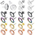 200 Pieces Stud Earring Kit, Including 50 Pieces 12 mm Stainless Steel Blank Stud 50 Rubber Back, 50 Pieces 12 mm Clear Glass Cabochons 50 Stainless Steel Earring Back for DIY Making (Mixed Color) - color: Mixed Color