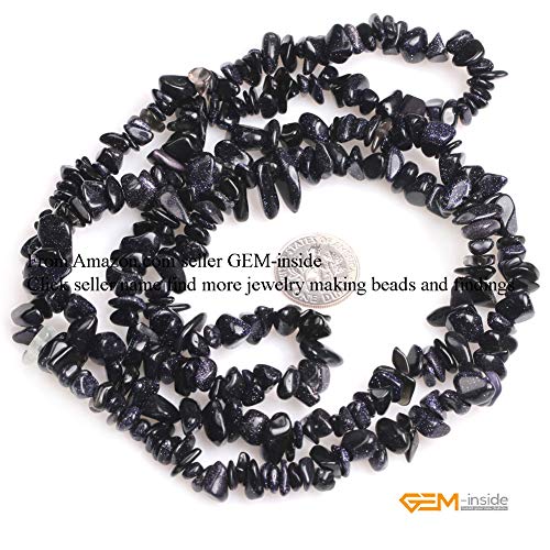 GEM-Inside Aventurine Chips Natural 7-8MM Gemstone for Bracelet Necklace Earrings Jewelry Making Crafts Design Wholesale Loose Beads 34" - color: Blue Sandstone