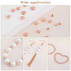 Hicarer 1200 Pieces Spacer Beads Set Star Round Ball Rondelle Faceted Spacer Heart Flower Flat Disc Loose Beads for Bracelet Charms Jewelry Making - color: Rose Gold