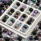 12mm Black Acrylic Beads 300pcs Grey Focal Spacer Bead Chunk Bubblegum Beads for DIY Crafting Necklace Bracelet Jewelry Making Keychain(Black&Grey) - color: black&grey