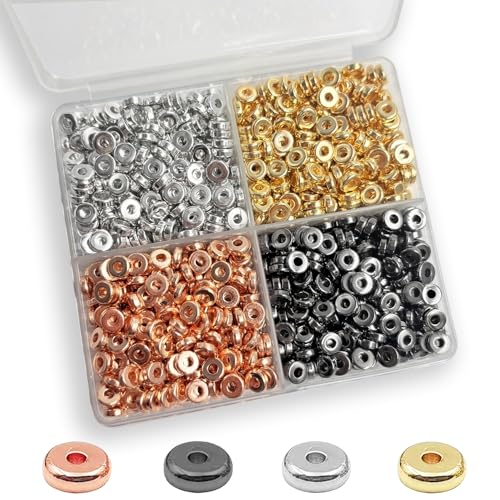 ZSFLZS 1200pcs 6mm Flat Round Spacer Beads for Bracelets Making, Heishi Polymer Flat Disc Spacer Bead for Jewelry Making, Spacer Beads for Bracelets Clay Beads for Jewelry Making - size: 1200pcs(Disc spacer)