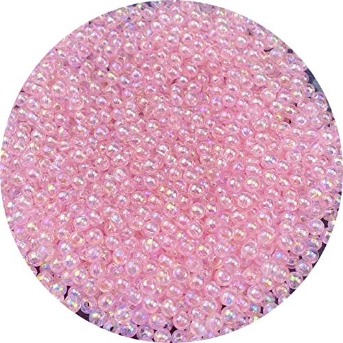 1500 Pcs 4mm Acrylic Round Beads AB Colors Round Spacer Beads for Earring Bracelet Necklace Key Chains Jewelry DIY Craft Making (Pink AB) - color: Pink AB, size: 4mm