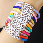 Friendship Bracelets Boho Stackable Bracelets for Women Surfer Heishi Clay Bead Bracelets Stretch Preppy Bracelets Colorful Boho Bracelets for Women - color: 12 pcs JOY