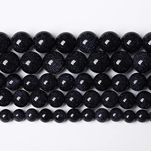 90PCS 4mm Starry Blue Sandstone Gemstone Beads Beads Natural Stone Round Loose Beads for Jewelry Making DIY Bracelet Necklace 15" Inch(Blue Sandstone, 4mm) - color: Blue Sandstone, size: 4mm