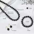 Gemstone Beaded Necklace for Women, Trendy 18K Gold Plated Hematite Natural Stone Bead Choker, Boho Handmade Summer Beach Necklaces for Women Everyday Western Jewelry Gifts - color: 04-Black Onyx
