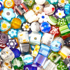 1 Box 6 Styles 180PCS Mixed Millefiori Handmade Lampwork Glass Beads with Holes Assorted Flower Heart Flat Round Shape Cube Loose Charms Bead for Jewelry Making Bracelets DIY Craft Supply - size: 180Pcs 6mm, style: Mixed