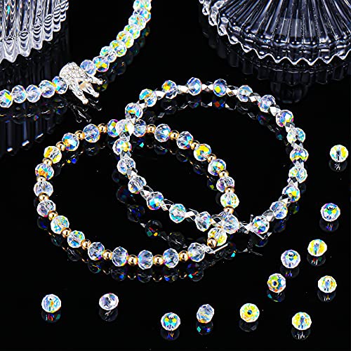 Highergo 500 Pieces DIY Glass Crystal Rondelle AB Glass Beads Faceted Rondelle Beads for Bracelets Necklace Pendants Jewelry Making DIY Craft Project Supplies (8 mm)