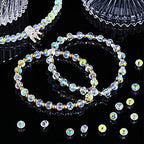 800 Pieces 6mm Crystal Rondelle Glass Beads Faceted Rondelle Beads DIY Glass Crystal for Jewelry Making Suncatchers Bracelets Necklace Pendants Supplies(Ab Color)