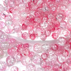 300pcs Crackle Glass Beads, 6mm and 8mm Pink Crystal Glass Beads Round Loose Spacer Bulk Beads for DIY Craft Earring Necklace Bracelet Jewelry - color: Pink