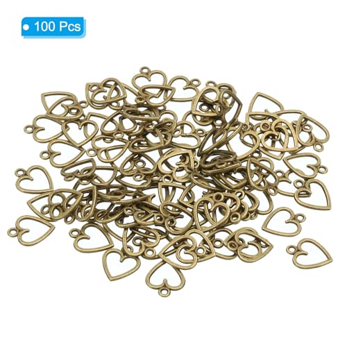 PATIKIL Heart Charm, 100Pcs Mini Heart Circle Pendant Charm Bulk for Jewelry Making Earrings Necklace Wedding Crafts - color: Cyan