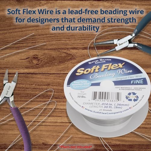 Soft Flex 21 Strand Beading Wire - Fine 0.14 Diameter - 30 Feet Design Wire - style: Satin Silver