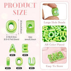 FASHEWELRY 50Pcs 20mm Big Vowel Letter Beads Lime Green Large Hole Acrylic Alphabet Beads for Bracelets Making, UV Plating Iridescent 3D Slider Initials Bead for Keychains Making - color: Lime Green