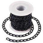 Craftdady 16.4 ft Aluminum Curb Chain 13.5x8mm Twisted Black Chain Unwelded Hanging Chain Link Necklace Chain with Spool for DIY Crafts Jewelry Making - color: Black, 13.5x8mm