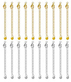 20PCS Stainless Steel Curb Chain Extender Gold and Silver Necklace Extenders 2 Inch Necklaces Bracelet Anklet Extension for Jewelry Making Supplies - color: Circular