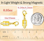 Magnetic Necklace Clasp with Lobster Clasp 18K Gold and Silver Magnetic Jewelry Clasps for Necklaces Extender Bracelet Clasps and Closures - color: 6Pcs Gold
