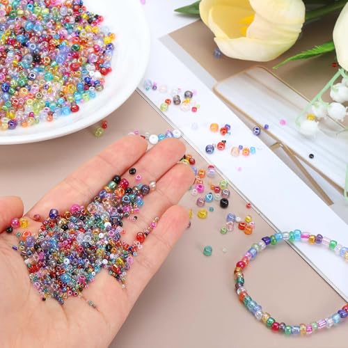 MECCANIXITY 15/0 11/0 8/0 6/0 Glass Seed Beads 1.5mm/2mm/3mm/4mm Loose Seed Beads for Jewelry Earring Bracelet Craft Making, 5888PCS, Korean Purple - color: Korean Purple
