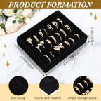 6 Pcs Small Jewelry Tray-ring Organizer Velvet Rings Earring Display Tray Mini Storage Insert Holder 7 Slots for Drawer (Black) - color: Black