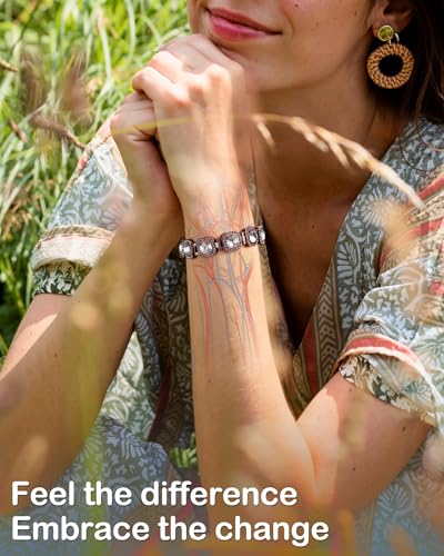 Feraco Pure Copper Bracelets for Women, 4X Ultra Strength Magnetic Bracelet with 3800 Gauss Neodymium Magnets & Dazzling Austrian Cut Crystals Stone, Adjustable Jewelry Gift - style: Radiant Square Shine - Copper