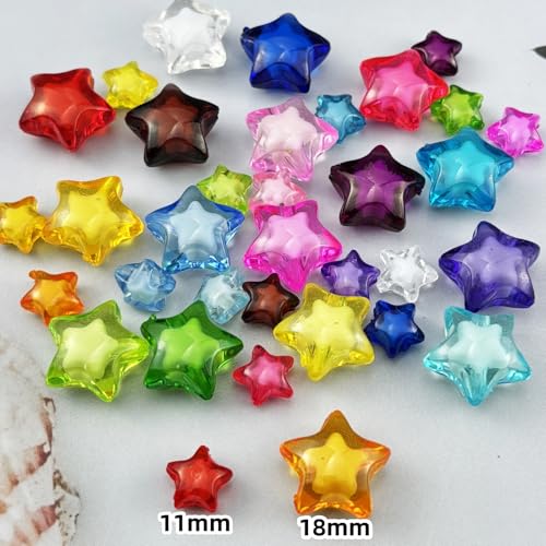 50pcs 18mm Acrylic Star Beads Spacer Beads for DIY Jewelry Making Bracelet Necklace Key Chains Handmade Craft(Pink) - color: Pink, size: 18mm