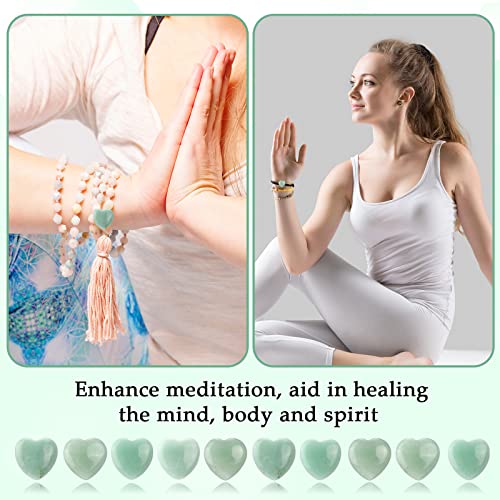 Gerrii 50 Pcs Heart Healing Stone Bulk Quartz Heart Inspirational Stones Gift for Women Love Pocket Polished Natural Energy Balancing Meditation 0.8 Inch(Green) - color: Green