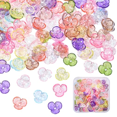 Ornaland 200Pcs Acrylic Flower Beads for Jewelry Making Floral Charms Spacer Beads for Bracelets Necklace DIY Craft(Mixed Color) - color: Mixed Color-B
