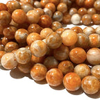 ABCGEMS Madagascan Marigold Sunstone Beads AKA Aventurine Feldspar (Reminiscent of the Glowing Sunset) Smooth Round 10mm - color: Marigold Sunstone (From Madagascar)