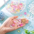 Glass Leaf Beads Crystal Glass Leaf Charms Transparent Leaves Pendants Tiny Green Leaf Bead Caps for Christmas Earring Bracelet Jewelry Making DIY Keychain Craft - color: AB Color-Leaf