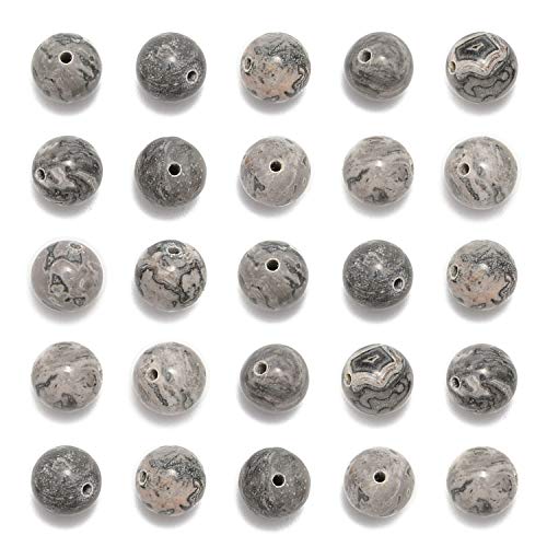 NCB 200pcs 4mm Landscape(Map Japser) Small Tiny Loose Beads for Jewelry Making Natural Semi Precious Round Smooth Gemstones Spacers Charms for Necklaces Bracelets (Landscape(Map Japser), 4mm 200Beads) - color: Landscape(Map Japser), size: 4mm 200Beads