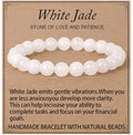 LPBeads Handmade Natural Gemstone Stretch Elastic Bracelet Healing Crystal Round Stone Beads Jewelry Gifts for Women Men - color: White Jade, size: 8mm