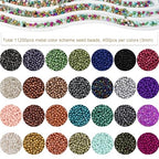 11200pcs Glass Seed Beads for DIY Crafting Bracelet Necklace Embroidery Jewelry Making Supplies (3mm, 400pcs/Color, 28 Colors, Metallic Scheme) - color: Metallic