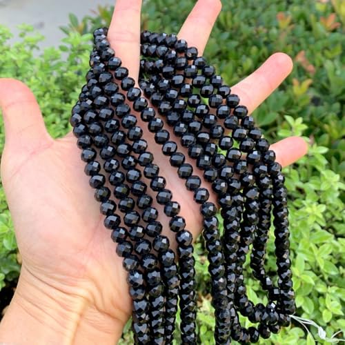 350pcs Czech Faceted Rondelle Crystal Glass Loose Beads 8mm Spacer Bulk Jet Black for DIY Craft Jewelry Making CCR823 - color: Jet Black, size: 8mm - 350pcs