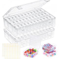 OUTUXED Bead Organizer Box, 72Pcs Small Clear Plastic Bead Storage, Mini Craft Storage Containers Boxes with Hinged Lid and Labels for Bracelets, Making DIY Jewelry Craft Nail, Screws, Seeds