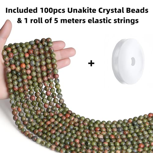 QINJIEJIE 100pcs 8mm Unakite Round Loose Beads, Brown and Pink - color: F-Unakite, size: 100PCS