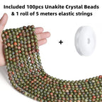 QINJIEJIE 100pcs 8mm Unakite Round Loose Beads, Brown and Pink - color: F-Unakite, size: 100PCS