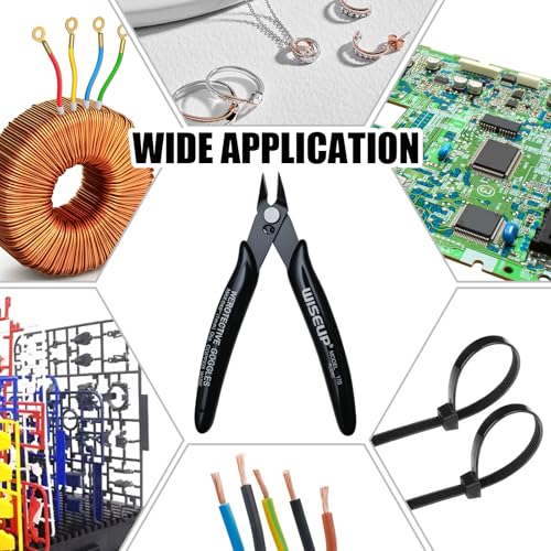 WISEUP 5pcs Small Wire Cutters, 170 Micro Flush Cutter Side Zip Tie Cutter for Jewelry Making, Electronics, Model Sprue,Soft Copper