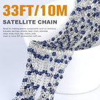 33 Feet Stainless Steel Enamel Chains Bulk, 2mm 304 Stainless Steel Navy Blue Enamel Beaded Cable Link Chain Roll Spool for Jewelry Making - color: Stainless Steel Navy Blue Beads