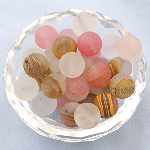 AD Beads Natural Matte Frosted Gemstone Round Spacer Loose Beads 4mm 6mm 8mm 10mm 12mm (8mm, Matte Multi-Color Volcano Quartz) - color: Matte Multi-Color Volcano Quartz, size: 8mm