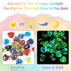 Elecrelive 20Pcs Gold Sand Lampwork Luminous Heart Beads Glow in The Dark Love Crystal Beads 20.5mm for Friendship Bracelet Necklace Earring Key Chains Valentine - color: 10 Colors, Heart