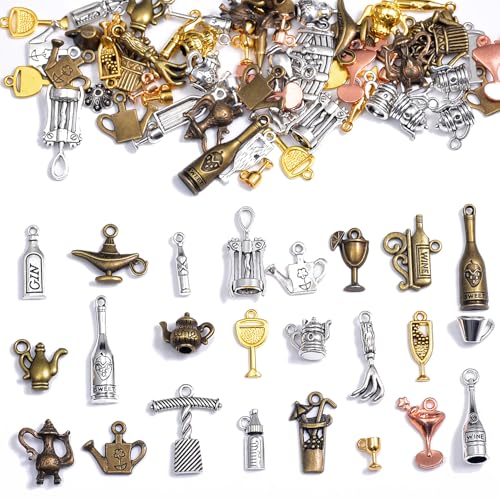 stino Metal Charms for Jewelry Making 100gram, Bulk Tibetan Silver & Gold Plated Trinkets for Earring Necklace Jewelry Making and Findings - color: Bottle Mixed Color