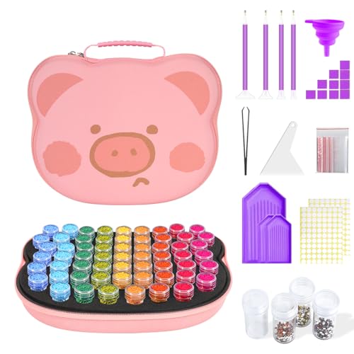 ZORETCO Diamond Painting Storage Containers,60 Slots Diamond Painting Kits,5D Diamond Painting Accessories and Tools for Art Jewelry Bead Rhinestones Organizer - color: Pink, size: 60 Jars