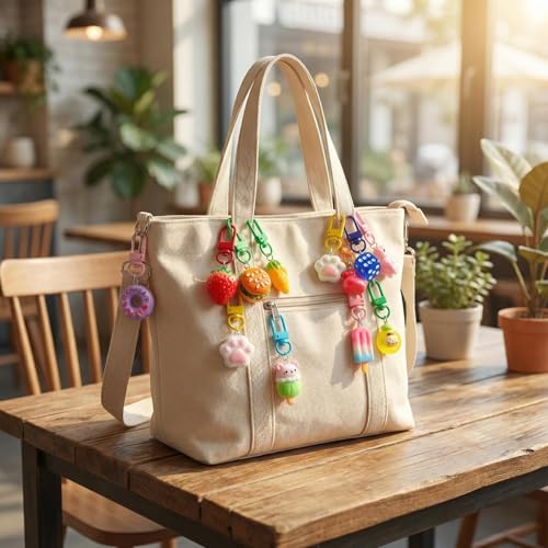Keychain Charms Bulk 30pcs mixed Cute 3D Charms for Keychain Making for Bracelet Earring Jewelry Making DIY Crafts Includes Animal Food Fruit Flower Designs - color: Mix Random