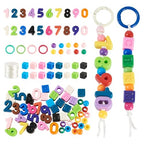 Cheriswelry Acrylic Beads Kit for Bracelet Keychain Cube Letter Beads 0-9 Number Bead Round Loose Spacer with Spring O Rings Beading Thread 19.5-21.5mm for DIY Necklace European Jewelry Making 76Pcs - color: Mixed Color*5