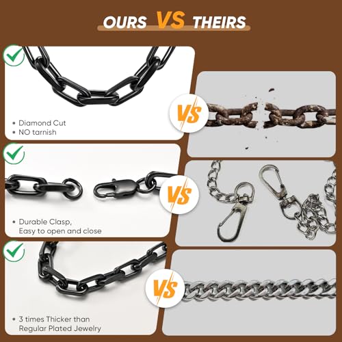 VNOX Paperclip Necklace for Men Women, 4.5/6.5/7mm Solid Diamond-Cut Chunky Stainless Steel Anchor Link Chain Mens Necklaces Jewelry Gifts, 18/20/22/24 Inchs - style: 7MM-Black