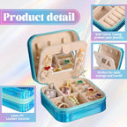 Nosiny 2 Pack Mother's Day Travel Jewelry Box with Mirror Small Laser Jewelry Case Organizer for Women Gift Rings Earrings(Rose Red and Dark Blue) - color: Rose Red and Dark Blue