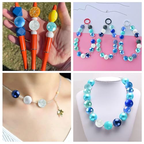 DanLingJewelry 50Pcs Random Blue Series 20mm Acrylic Round Chunky Bubblegum Large Ball Beads for Jewelry Bracelets Making - color: 50pcs - blue