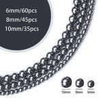 60pcs 6mm Natural Black Hematite Beads Energy Healing Crystal Round Loose Stone Beads for Jewelry Making, DIY Bracelets Necklaces - color: Black Hematite, size: 6mm