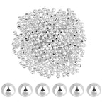 PH PandaHall 600pcs 925 Sterling Silver Plated Beads, 3mm Seamless Smooth Round Bead Ball Beads Brass Loose Spacers Long-Lasting Waist Bead for Bikini Belly Chain Layered Bracelet Jewelry Making - size: 3mm