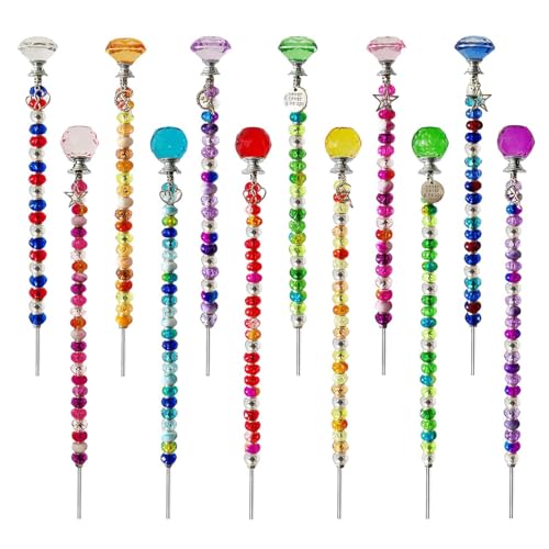 320 Pcs Beadable Items - DIY 10&12 Inch Fairy Wand Beaded Garden Stakes Decorative Kit, Fairy Garden Accessories Outdoor Kit for Different Festivals - color: Burst
