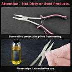 Long Reach Flat Nose Pliers Smooth Jaws for Jewelry Making, 6 Inches Duck bill Pliers Small Jewelry Pliers for Wire Bending Straightening, Working In Tight Spaces, Pink Tool for Women - style: Flat Nose Pliers